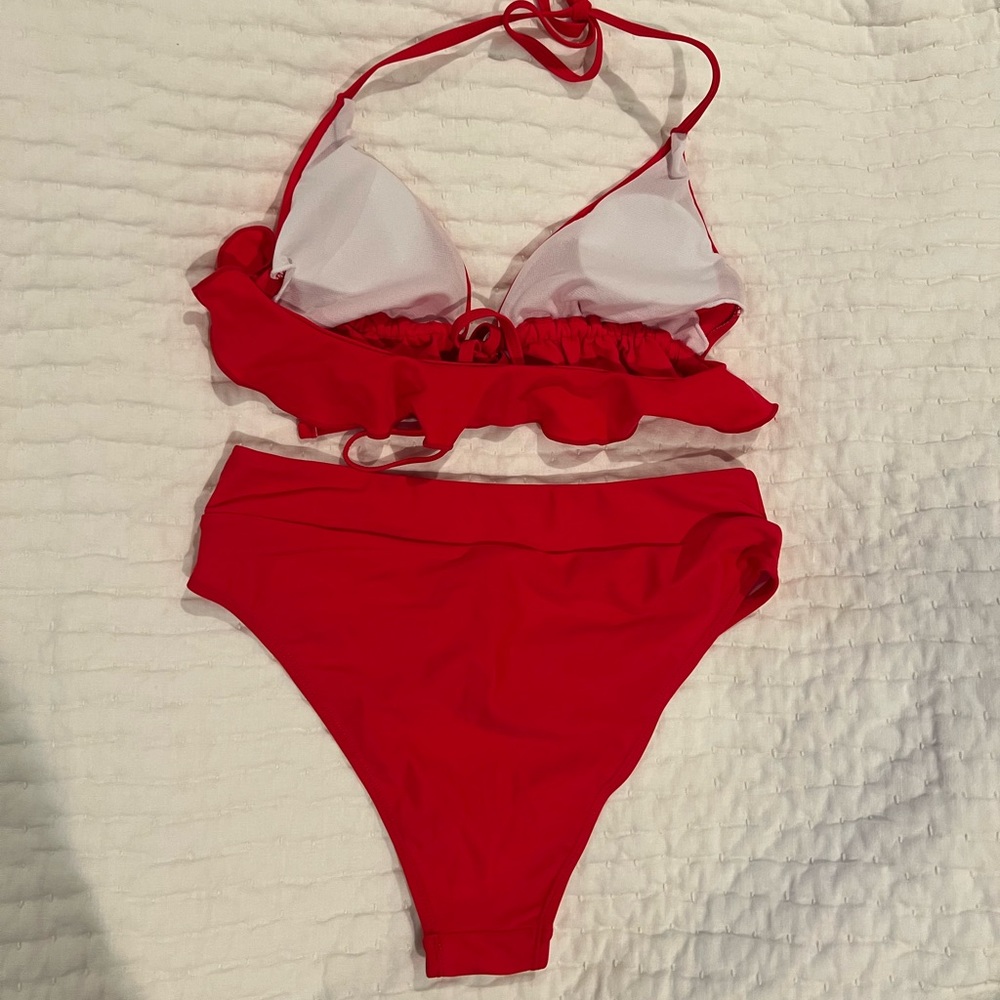 Red ruffle bikini set - Picture 2 of 2